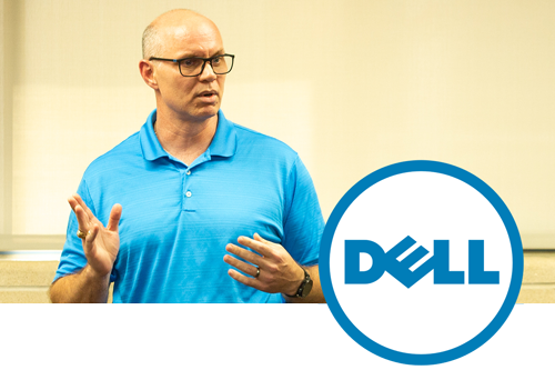 Dell Logo superimposed on image of Mike Owens