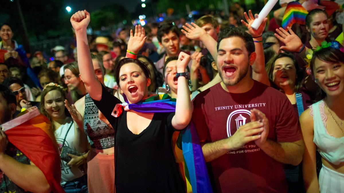 Group of Trinity Students at Pride Gathering
